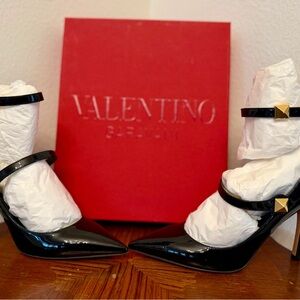 Valentino Black Heels with Gold Studs